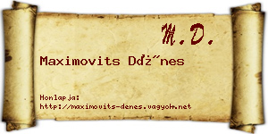 Maximovits Dénes névjegykártya