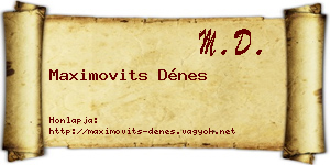 Maximovits Dénes névjegykártya
